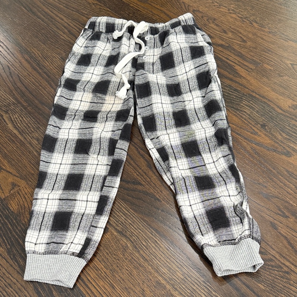 Katie J NYC Black and White Plaid Kids Casual Joggers